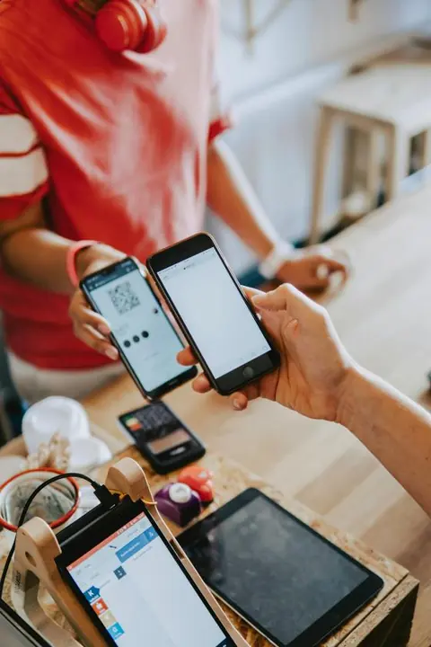 Phones showing an online store