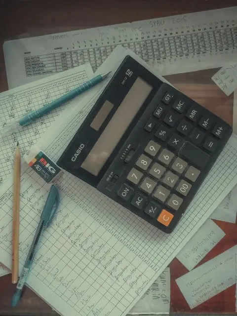 A calculator on tax papers